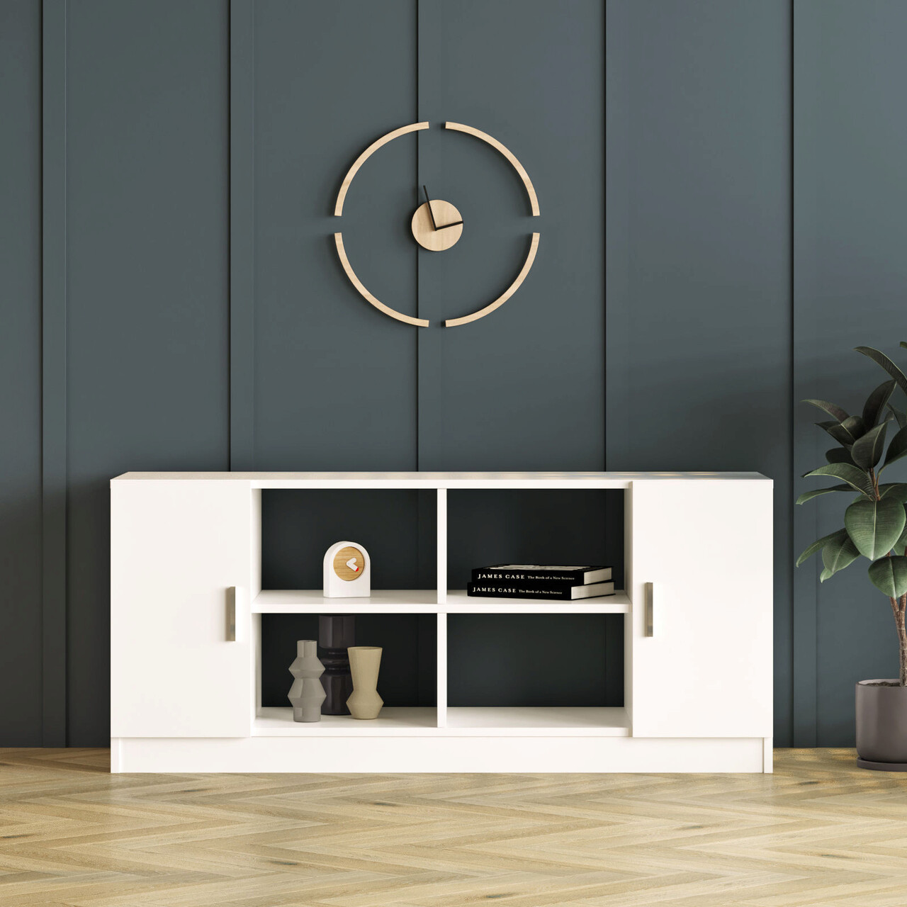Dulap multifunctional, Hanah Home, Vo6-W, 139.8x61.8x46.3 cm, Alb - imagine 7
